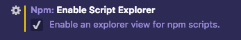 NPM Script explorer setting to enable